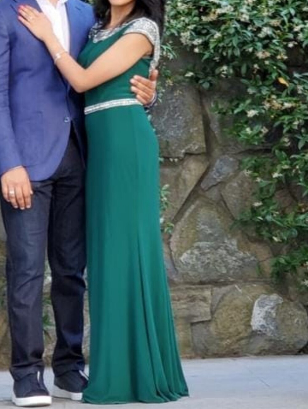 Elegant Emerald Green Embellished Dress